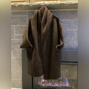 LAUREN MANOOGIAN CAPOTE CAPE SWEATER CARDIGAN DAMAGED/REPAIRED Blackened Brown